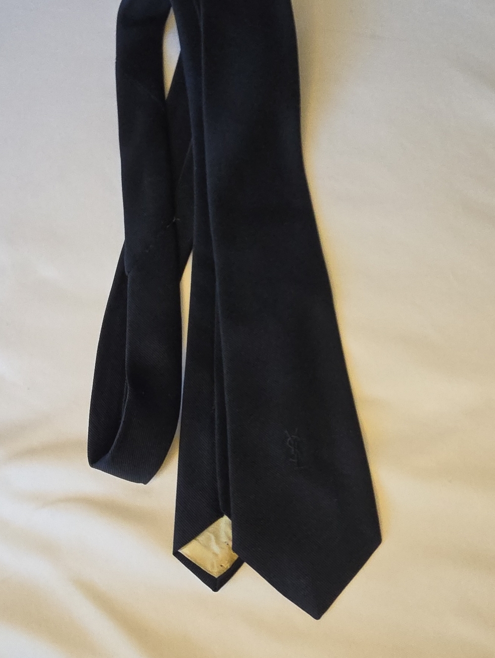 Yves Saint Laurent Navy Textured Silk Tie